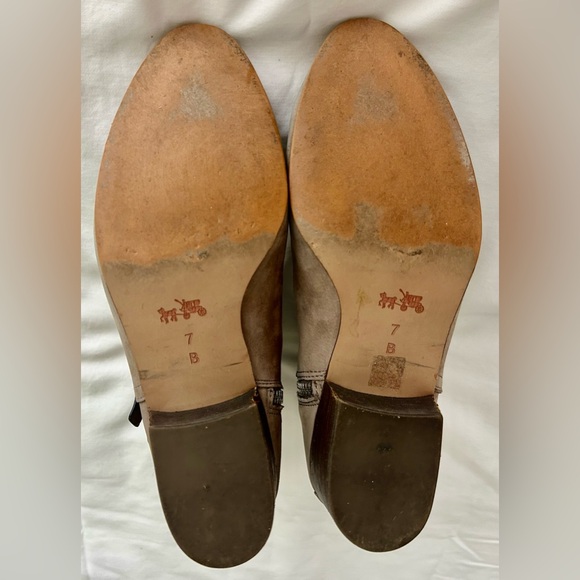 Coach Pauline Taupe Suede Ankle Boots with Brown Leather Strap - Picture 6 of 8